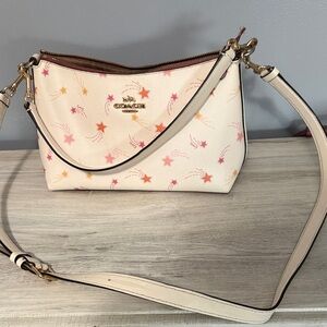 Coach Cream Crossbody Bag with Pink and Orange Stars